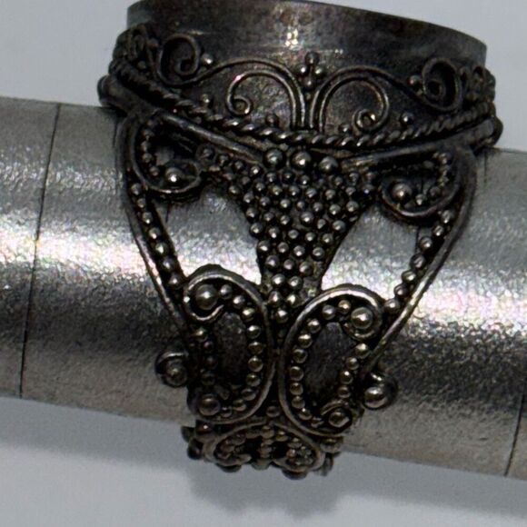 925 silver abalone shell statement ring large intricate Sz 10 - Picture 3 of 12